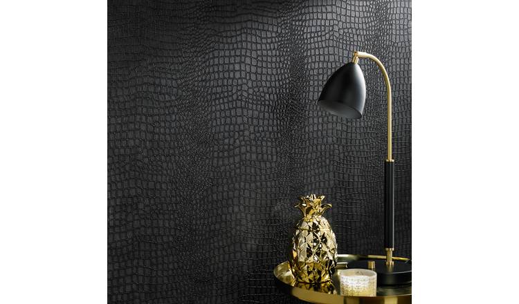 Superfresco Easy Crocodile Black Wallpaper roll, 52cm x 10m (British brand)