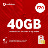 Vodafone SIM card 40GB Pay As You Go - British product