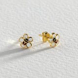 Revere enamel flower stud earrings 7.5mm, imported from the UK