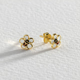 Revere enamel flower stud earrings 7.5mm, imported from the UK