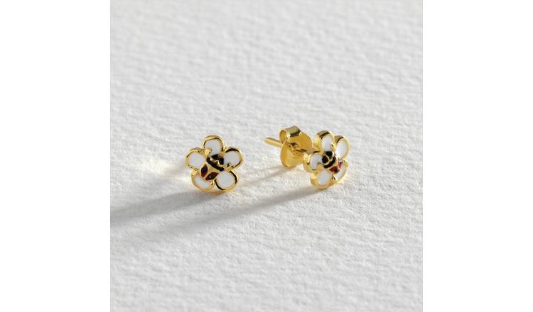Revere enamel flower stud earrings 7.5mm, imported from the UK