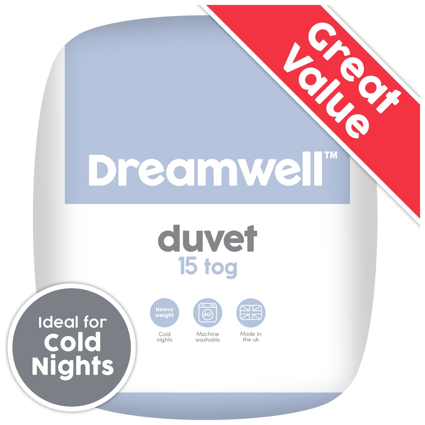 Dreamwell medium weight 15 Tog Kingsize duvet - British product