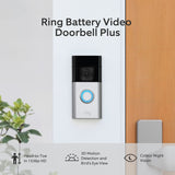 Ring battery video doorbell plus with chime 6.9x9.2x9.8cm, imported from the UK