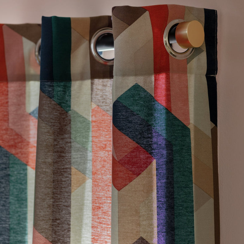 Habitat Chain Check Eyelet Curtains Multi 168x229cm, UK version