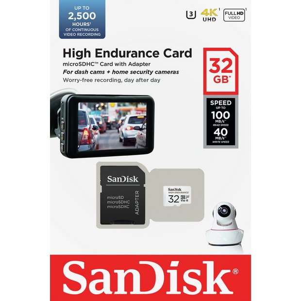 SanDisk High Endurance microSD card 32GB, imported from the UK