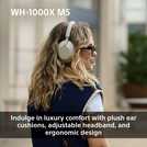 Sony WH1000XM5 Silver over-ear wireless headphones (British brand)
