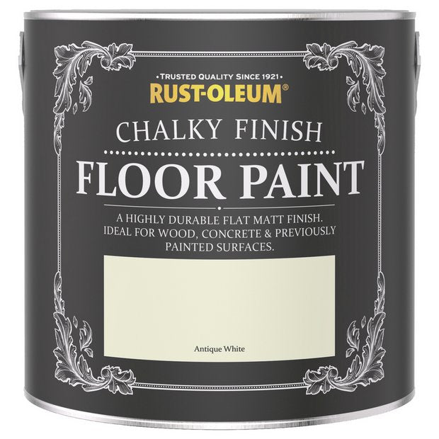 دهانات الأرضيات المطفي Rust-Oleum Chalky باللون الأبيض العتيق 2.5 لتر، النسخة البريطانية