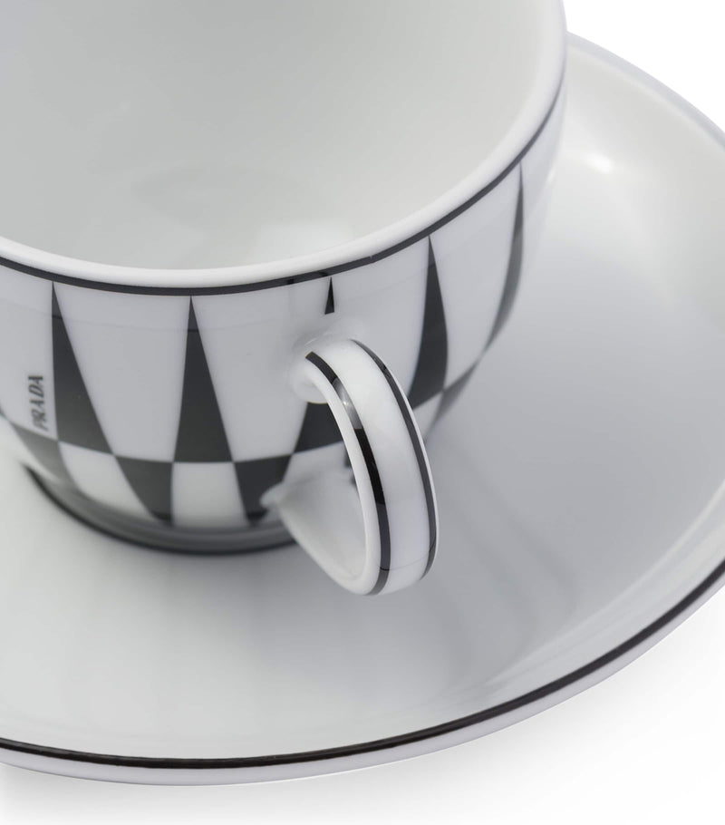 Prada Stripes coffee cup and saucer set, imported from the UK, 4 pieces