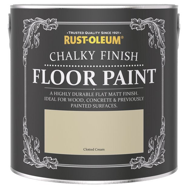 Rust-Oleum Chalky Floor Matt Paint Clotted Cream 2.5L, imported from the UK