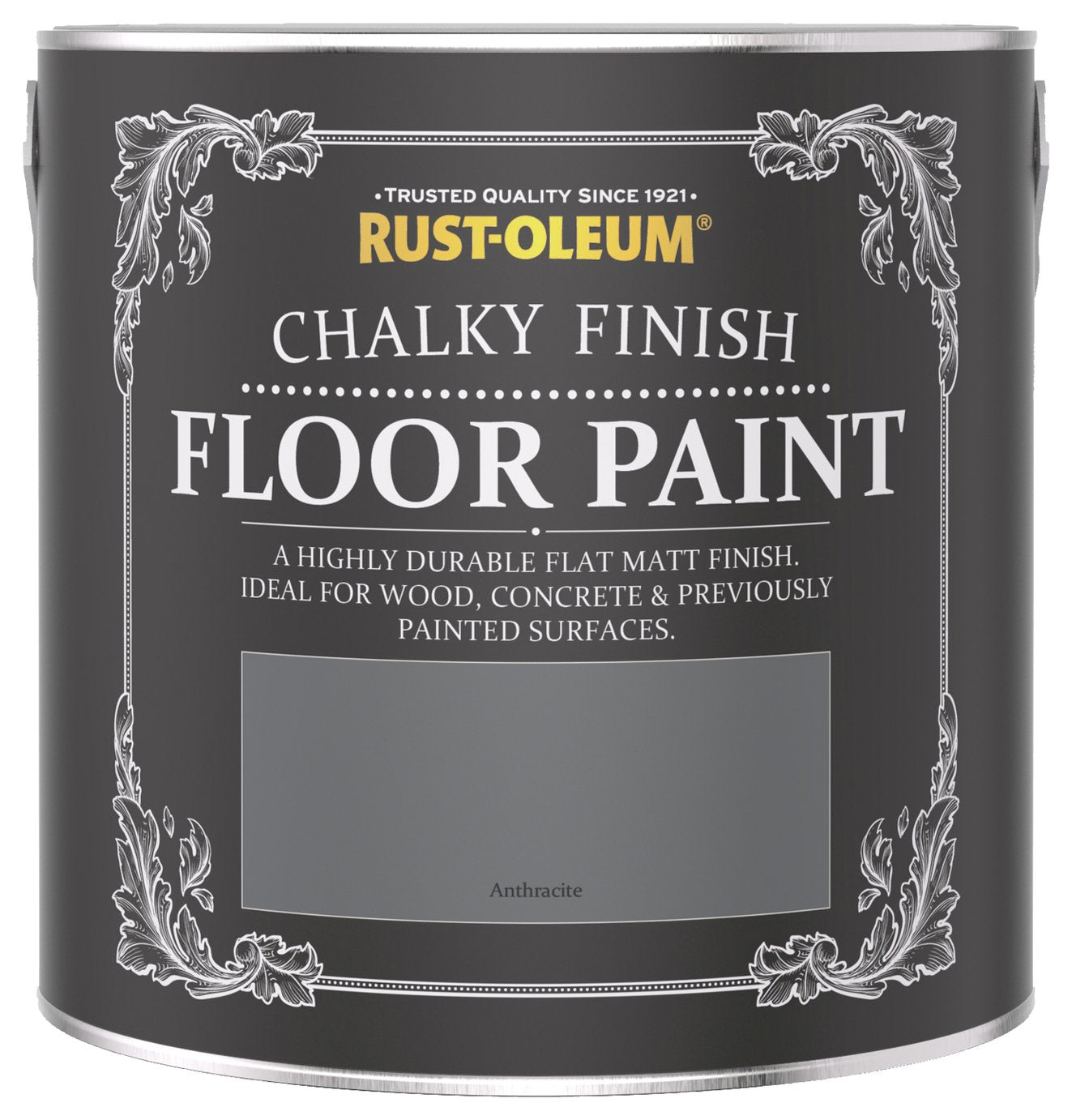 Rust-Oleum Chalky Floor Matt Paint Anthracite 2.5L, imported from the UK