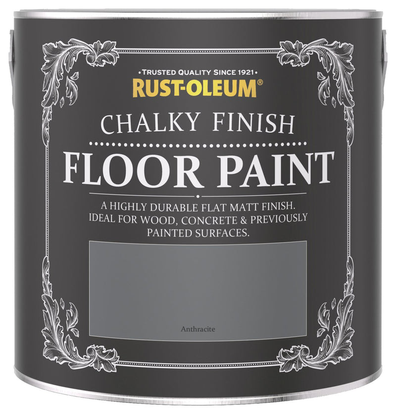 Rust-Oleum Chalky Floor Matt Paint Anthracite 2.5L, imported from the UK