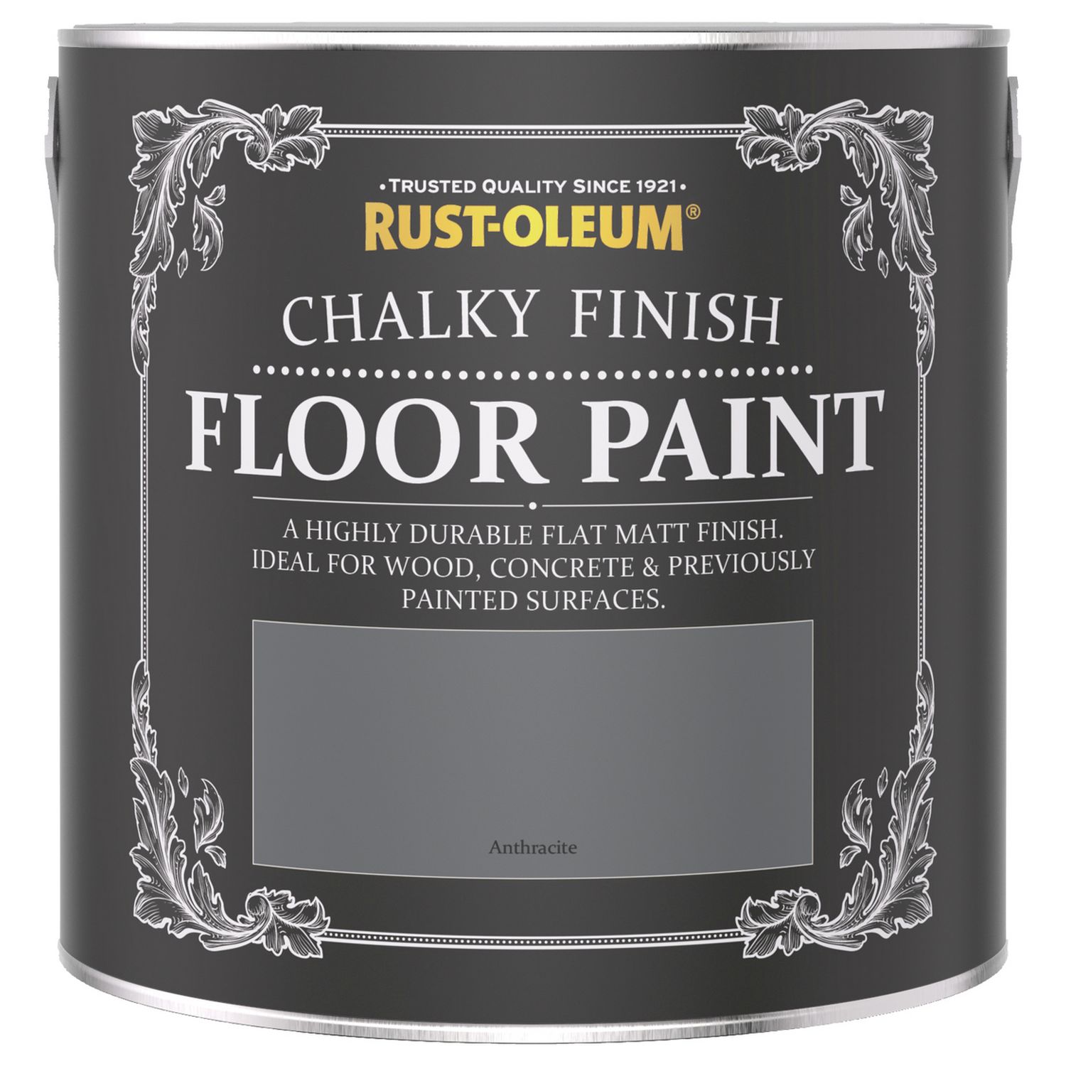 Rust-Oleum Chalky Floor Matt Paint Anthracite 2.5L, imported from the UK