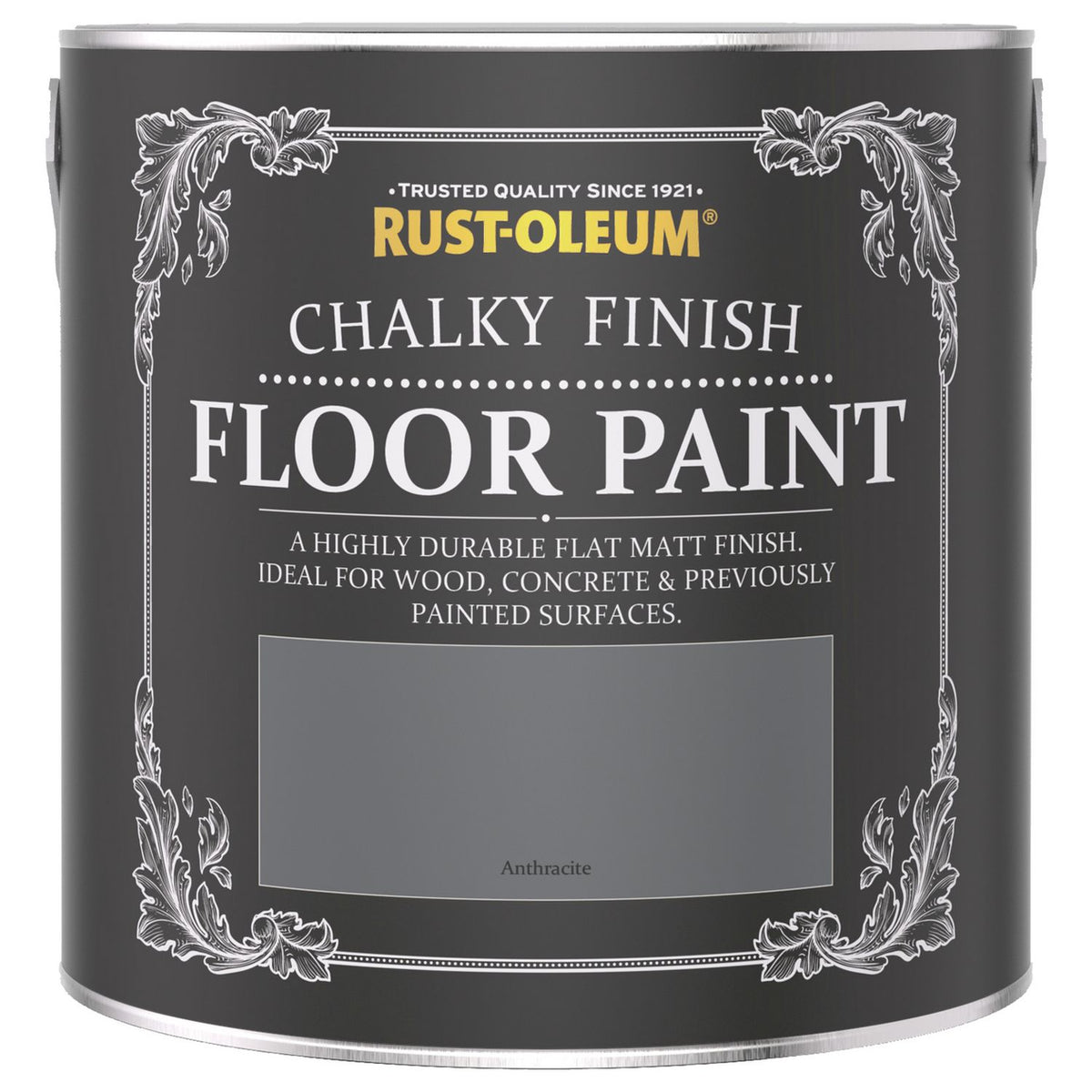 Rust-Oleum Chalky Floor Matt Paint Anthracite 2.5L, imported from the UK