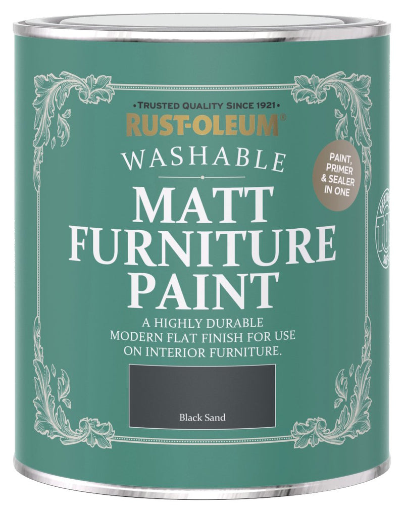 Rust-Oleum furniture matt paint Black Sand 750ml, imported from the UK