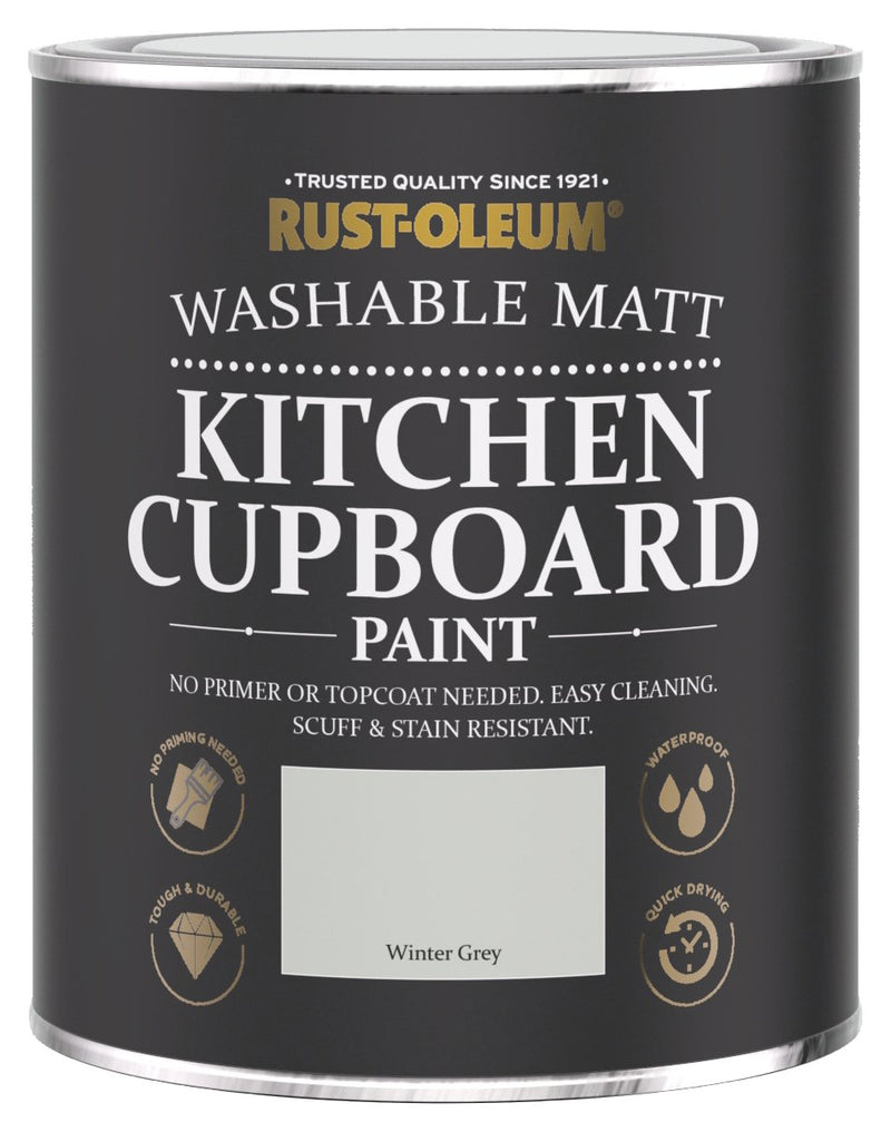 Rust-Oleum Kitchen Cupboard Matt Paint Winter Grey 750ml, imported from the UK