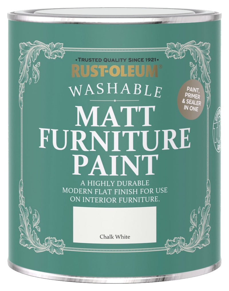 Rust-Oleum furniture matt paint chalk white 750ml, imported from the UK