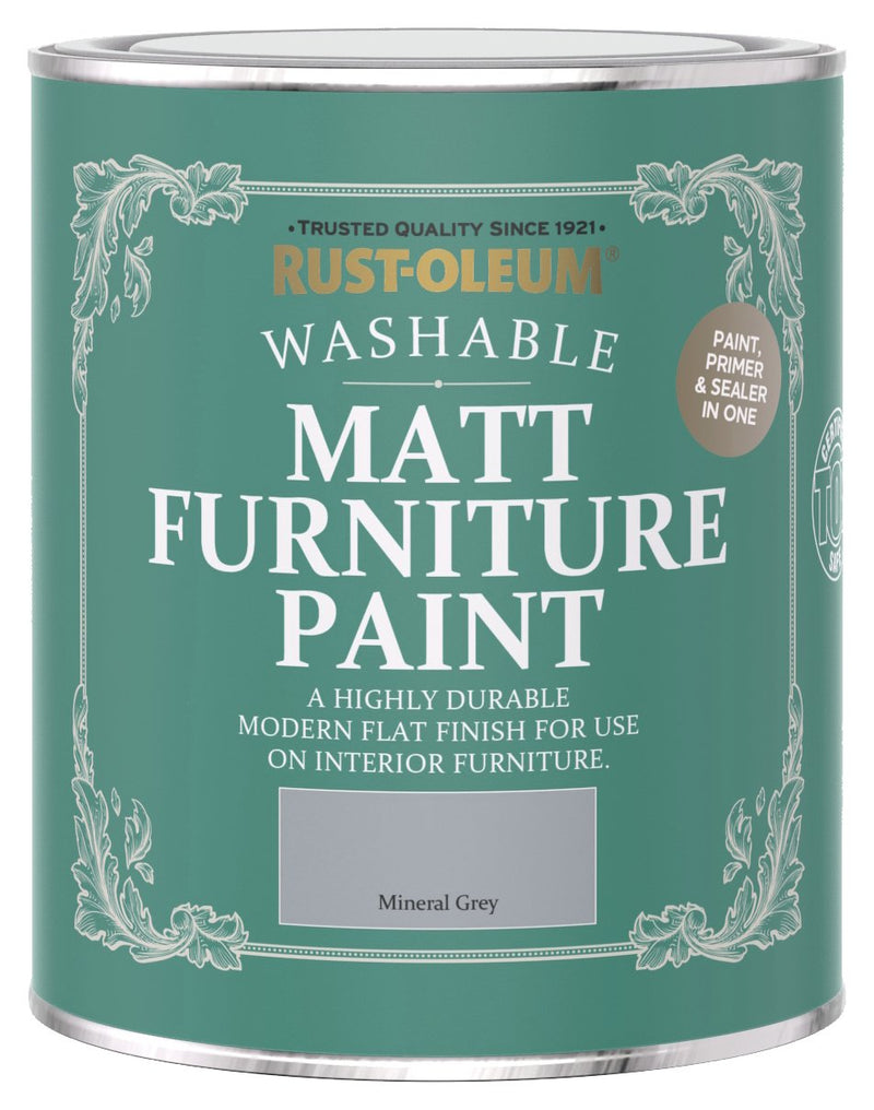 Rust-Oleum Furniture Paint Mineral Grey 750ml, imported from the UK