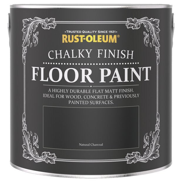 Rust-Oleum chalky floor paint Natural Charcoal 2.5L, imported from the UK