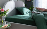Habitat cotton rich leaf green fitted sheet double, UK version