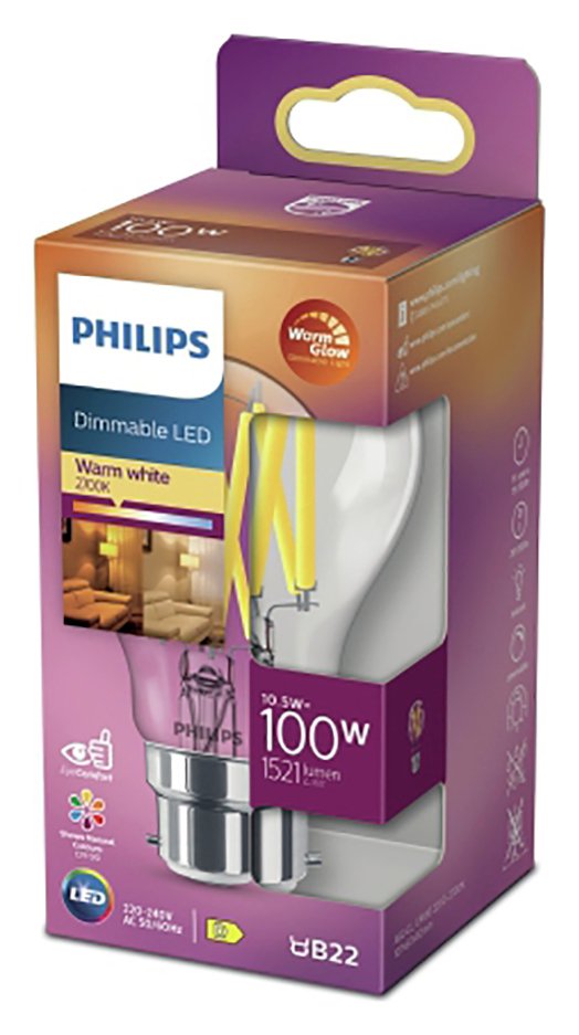 Philips 10.5W LED BC dimmable light bulb, imported from the UK