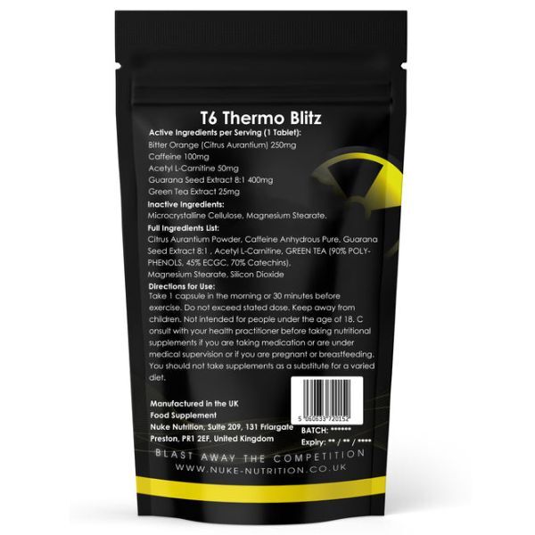 Nuke Nutrition T6 Thermo Blitz Capsules - 180ct GOODS Superdrug   