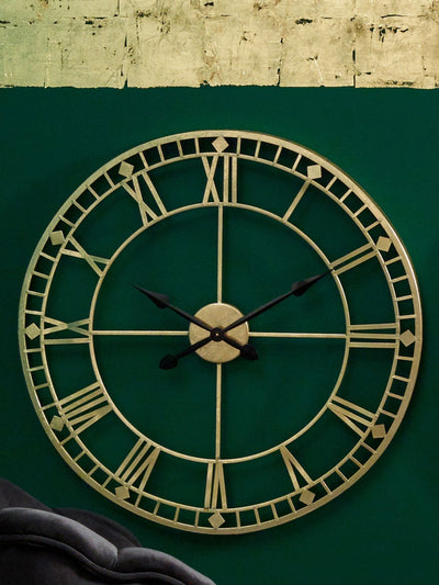 Next Pacific Gold Antique Gold Metal Round Wall Clock 80cm- Buy online at McGrocer