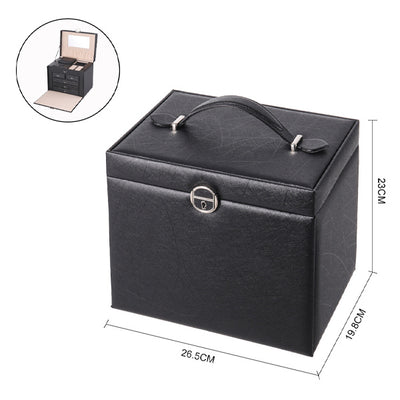 Boîte de rangement pour bijoux en faux cuir à plusieurs niveaux Livingandhome noir 26,5 cm