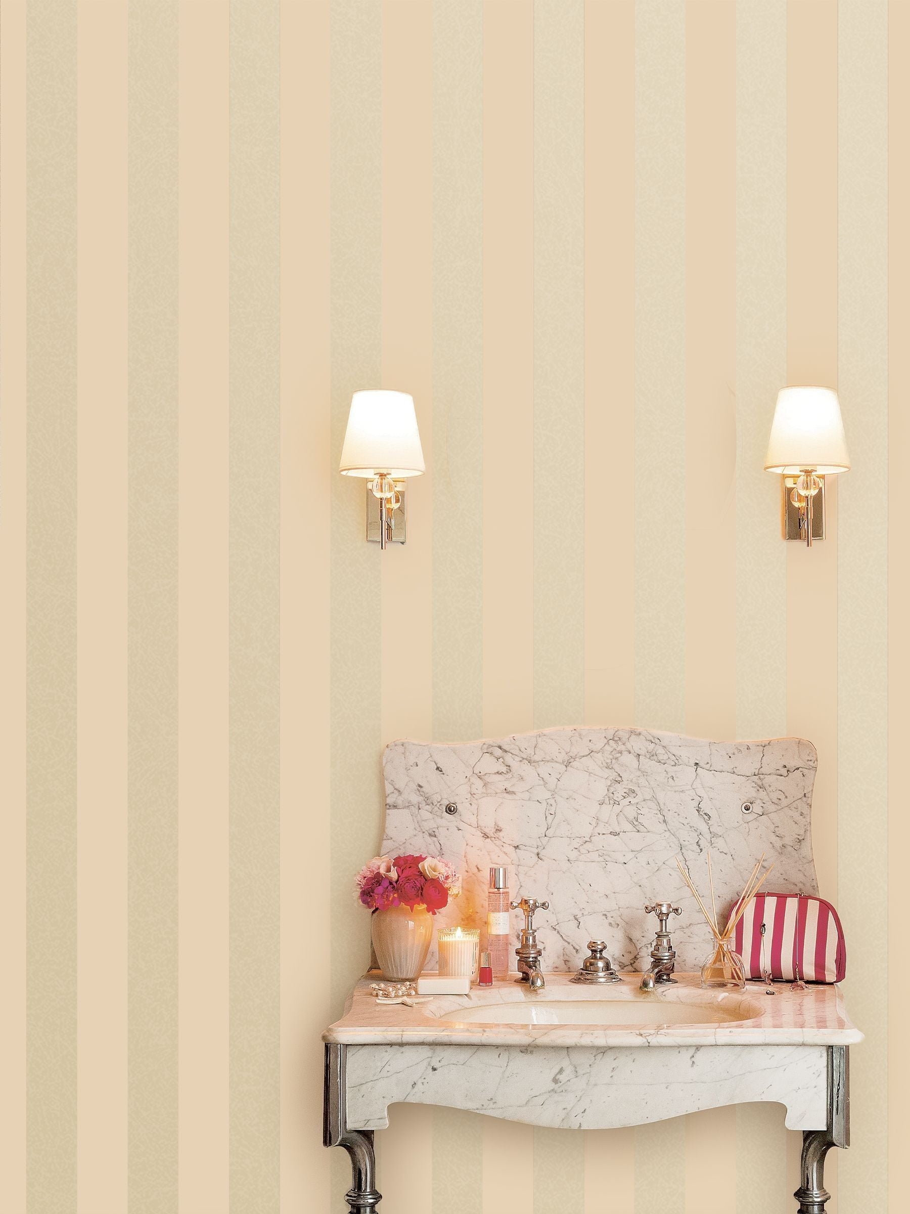 Laura Ashley Silver Lille Pearlescent Stripe A4 Wallpaper Sample