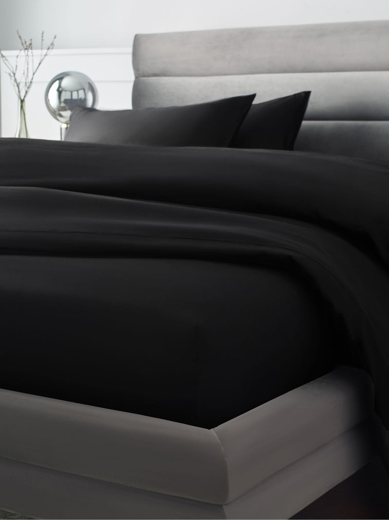 Black 300 thread count luxe cotton deep fitted sheet - British product