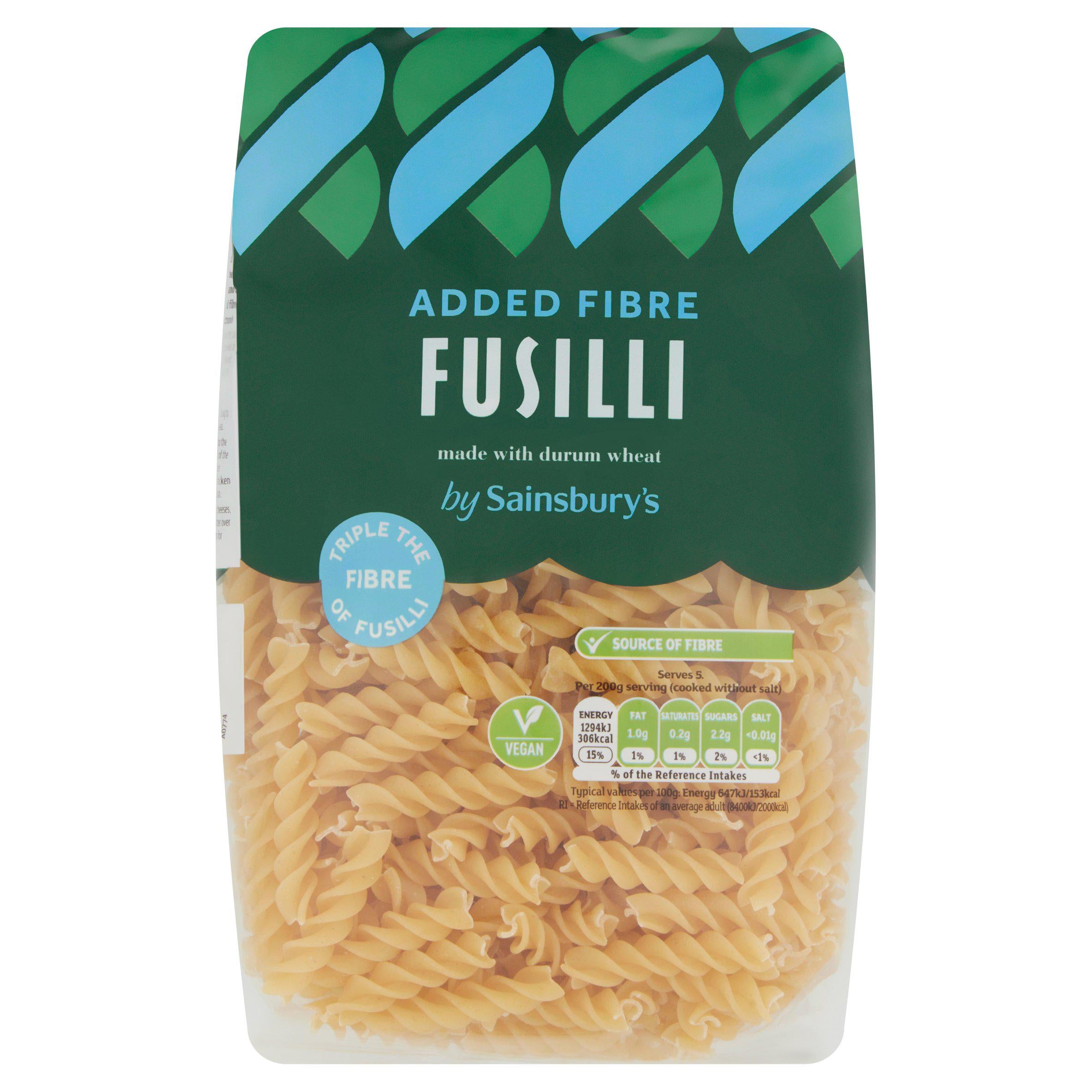 Sainsbury's Added Fibre Fusilli Pasta 500g Pasta Sainsburys   