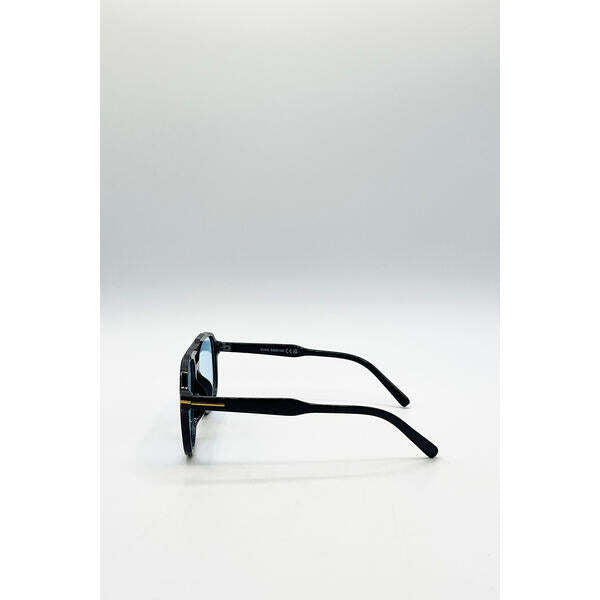 SVNX oversized navigator sunglasses black blue lenses (British brand)