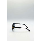 SVNX oversized navigator sunglasses black blue lenses (British brand)