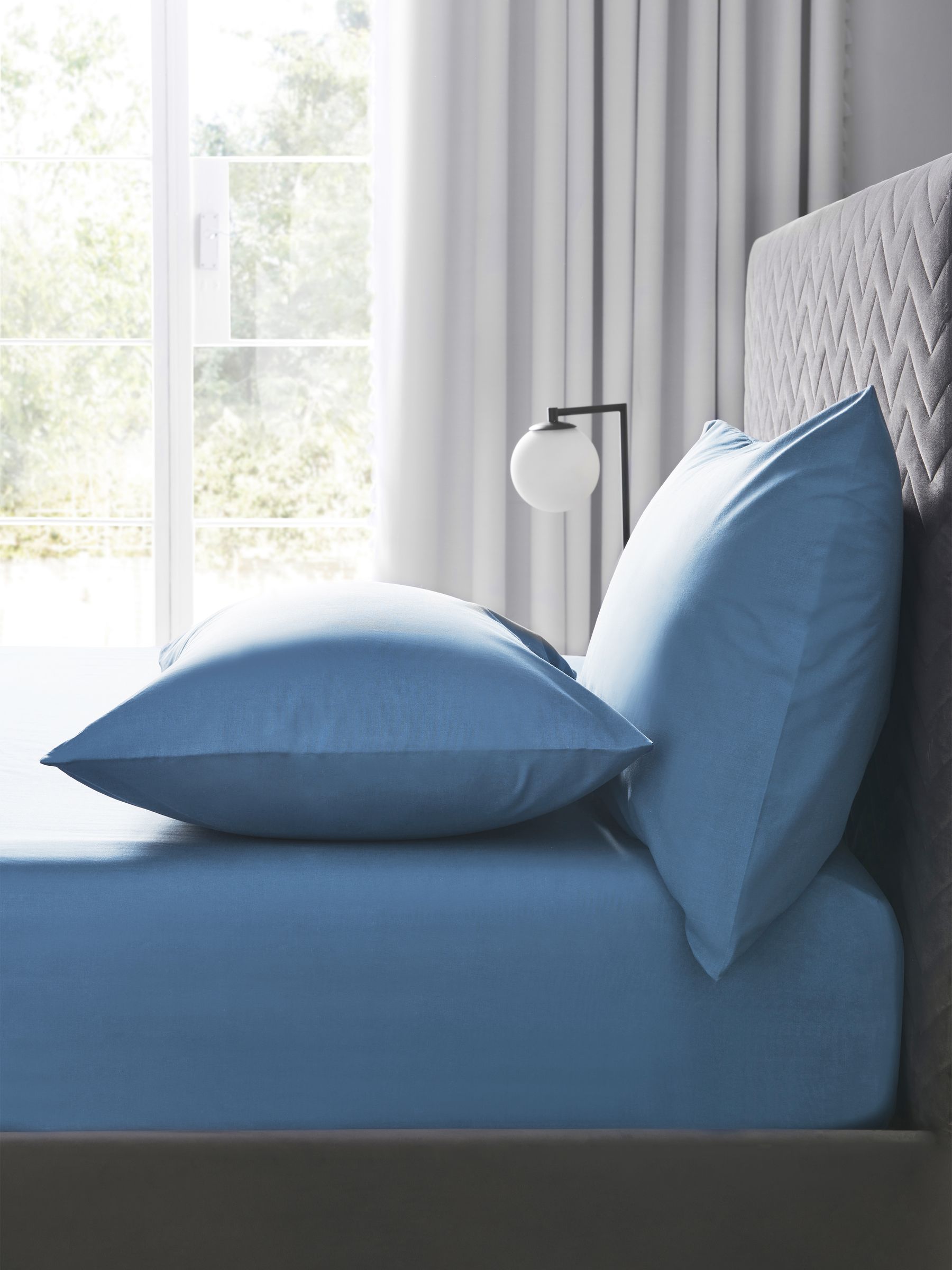Blue polycotton deep fitted sheet - British product