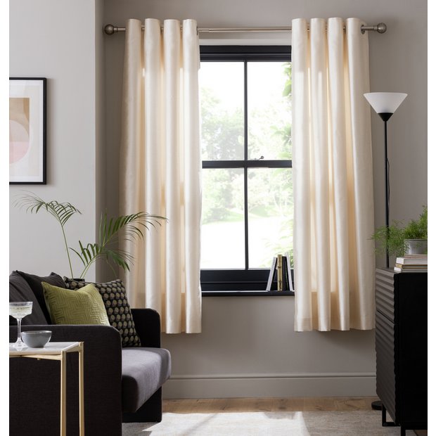 Habitat Champagne faux silk eyelet curtains 168x229cm, UK version