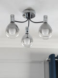 Chrome 3 light flush ceiling light, UK version