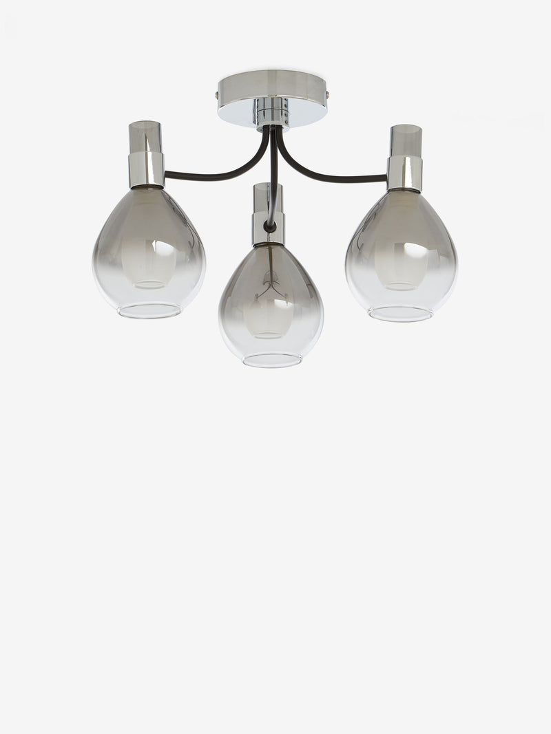 Chrome 3 light flush ceiling light, UK version