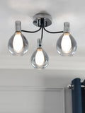 Chrome 3 light flush ceiling light, UK version