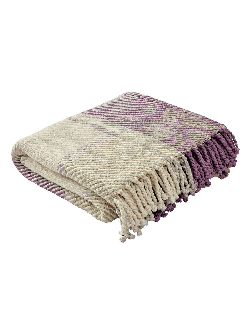 Laura Ashley Blackberry Purple Dylan Check Woven Throw