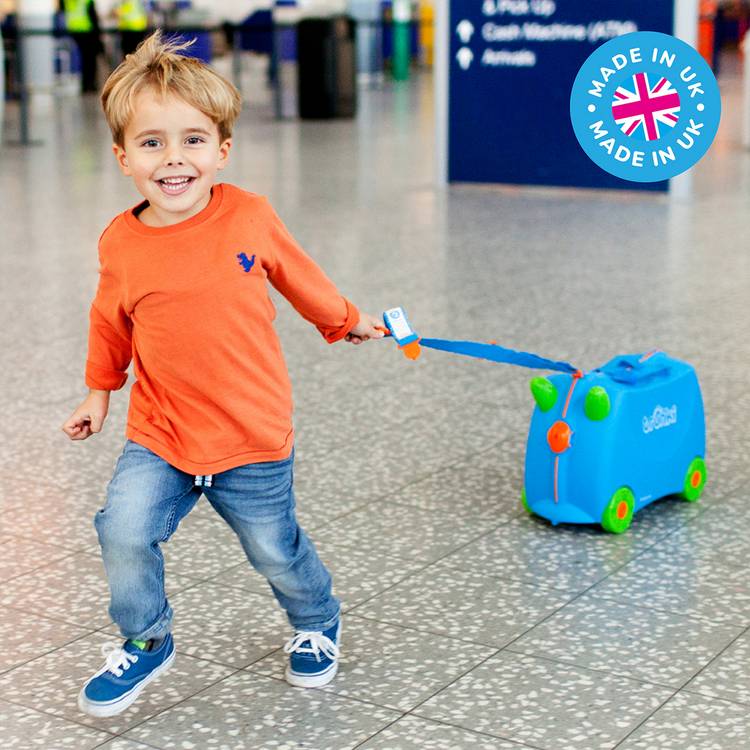 Trunki Terrance blue ride-on suitcase 18 litre, UK version