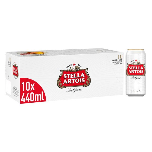 Stella Artois Belgium Premium Lager Beer Cans   10 x 440ml GOODS M&S   