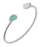 Boucheron Serpent Bohème white gold bangle with diamonds and aquaprase (British brand)