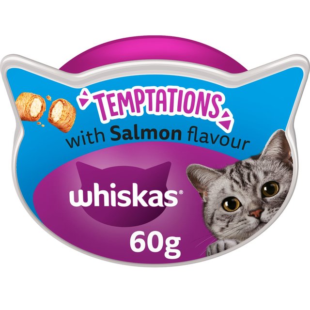 Whiskas Temptations Adult Cat Treat Biscuits with Salmon   60g GOODS M&S   