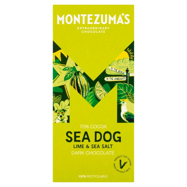 Montezuma's Sea Dog Lime & Sea Salt Dark Chocolate Bar   90g GOODS M&S   