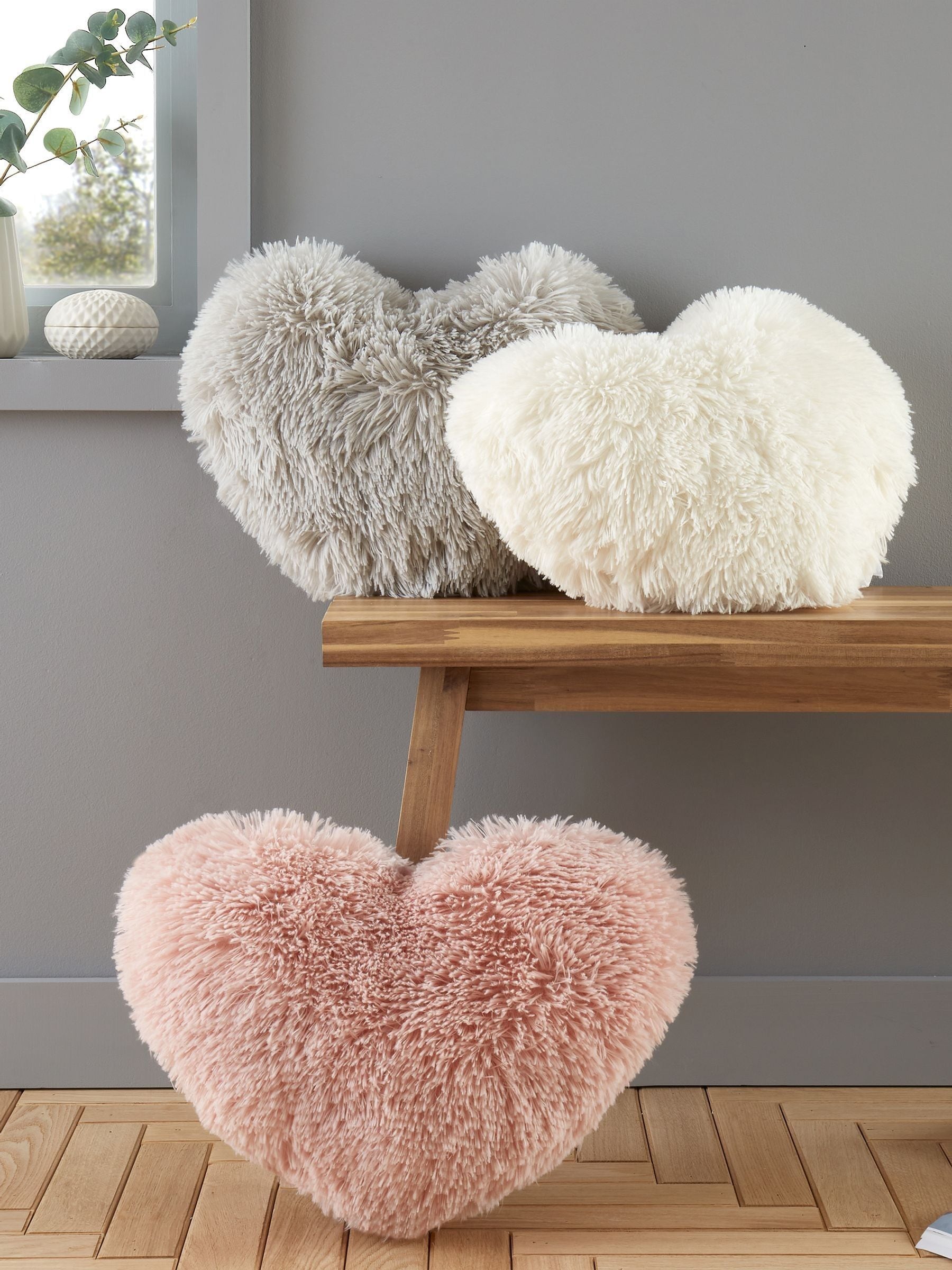 Catherine Lansfield pink heart shaped cushion, imported from the UK