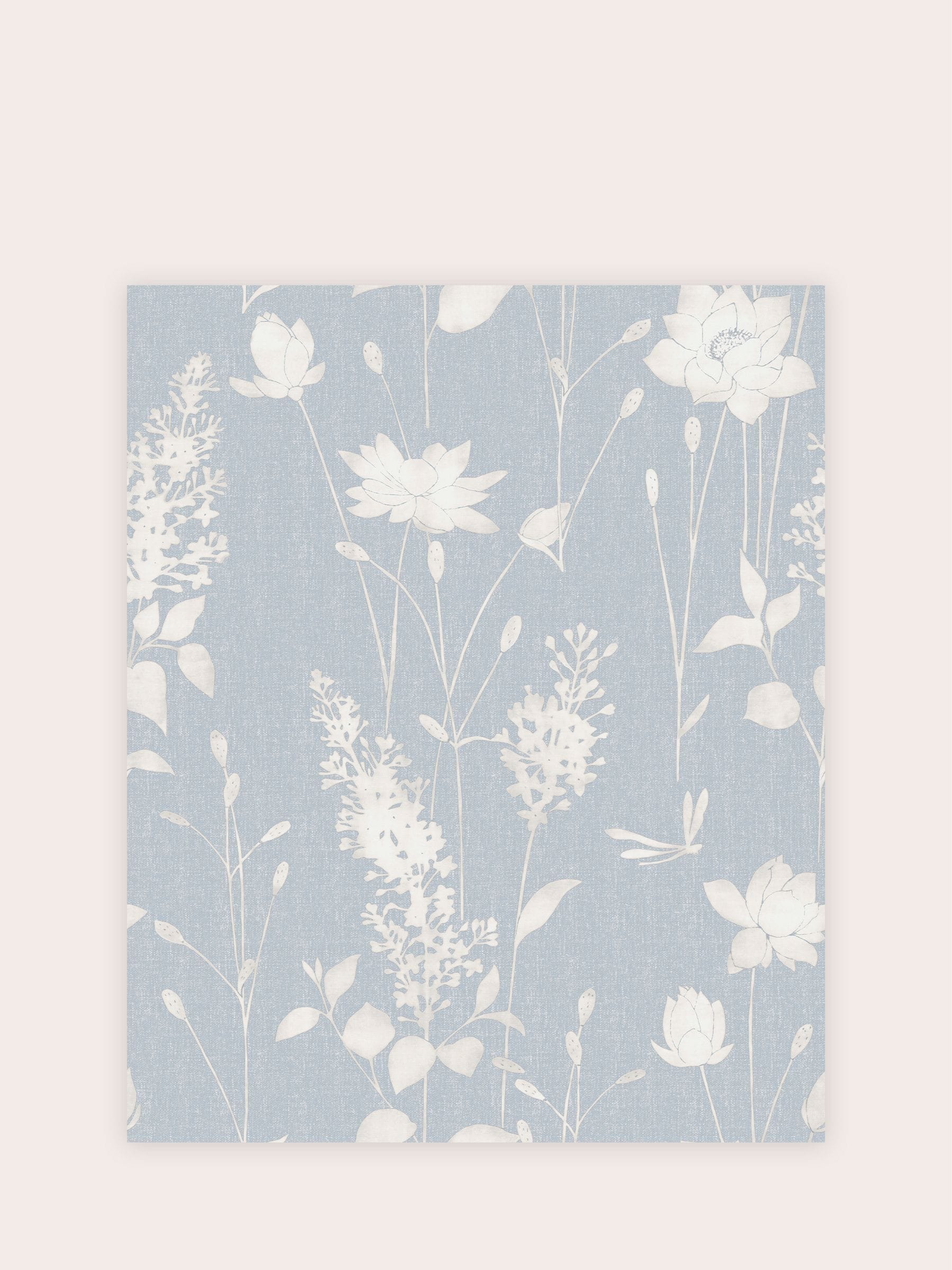Laura Ashley Dragonfly Garden wallpaper sample Chalk Blue A4 (British brand)