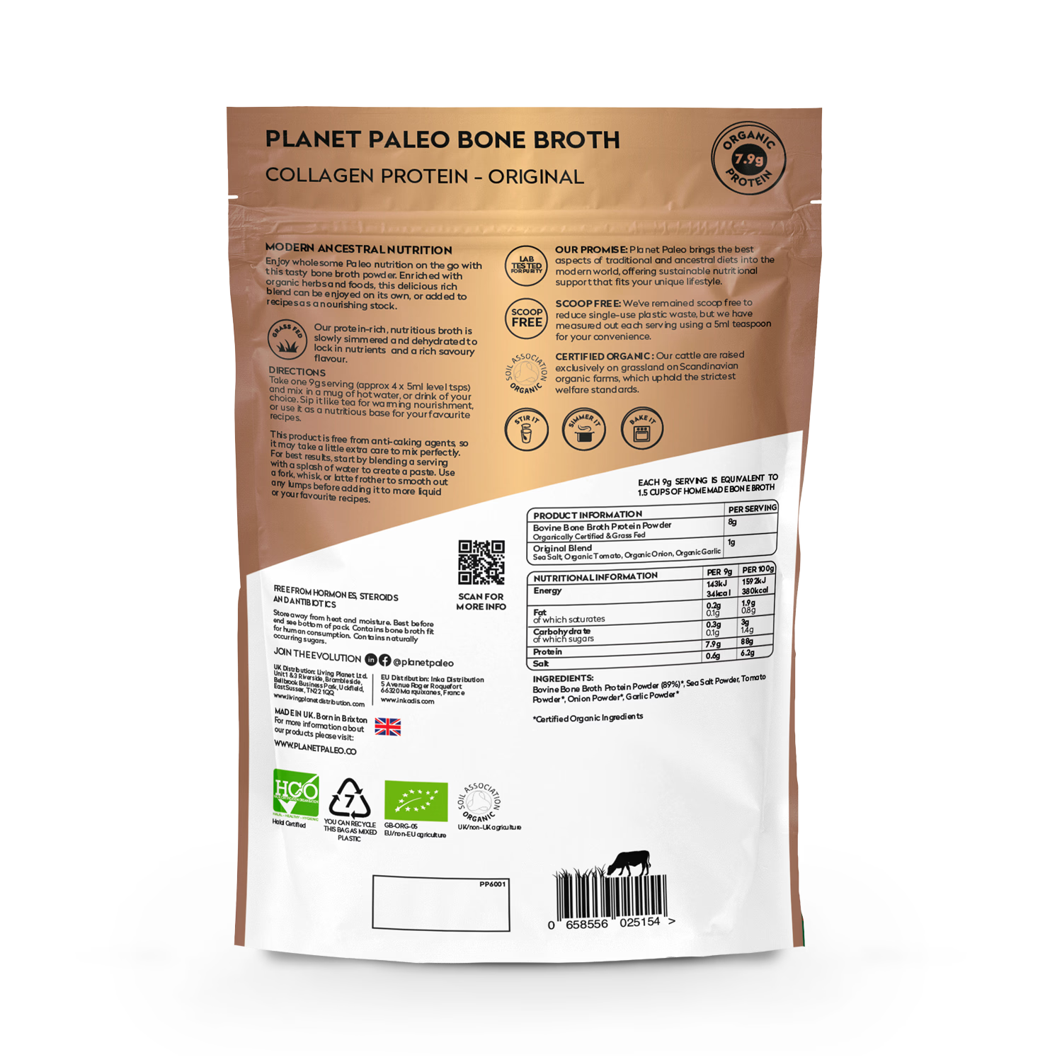 Planet Paleo bone broth powder Original 225g, imported from the UK