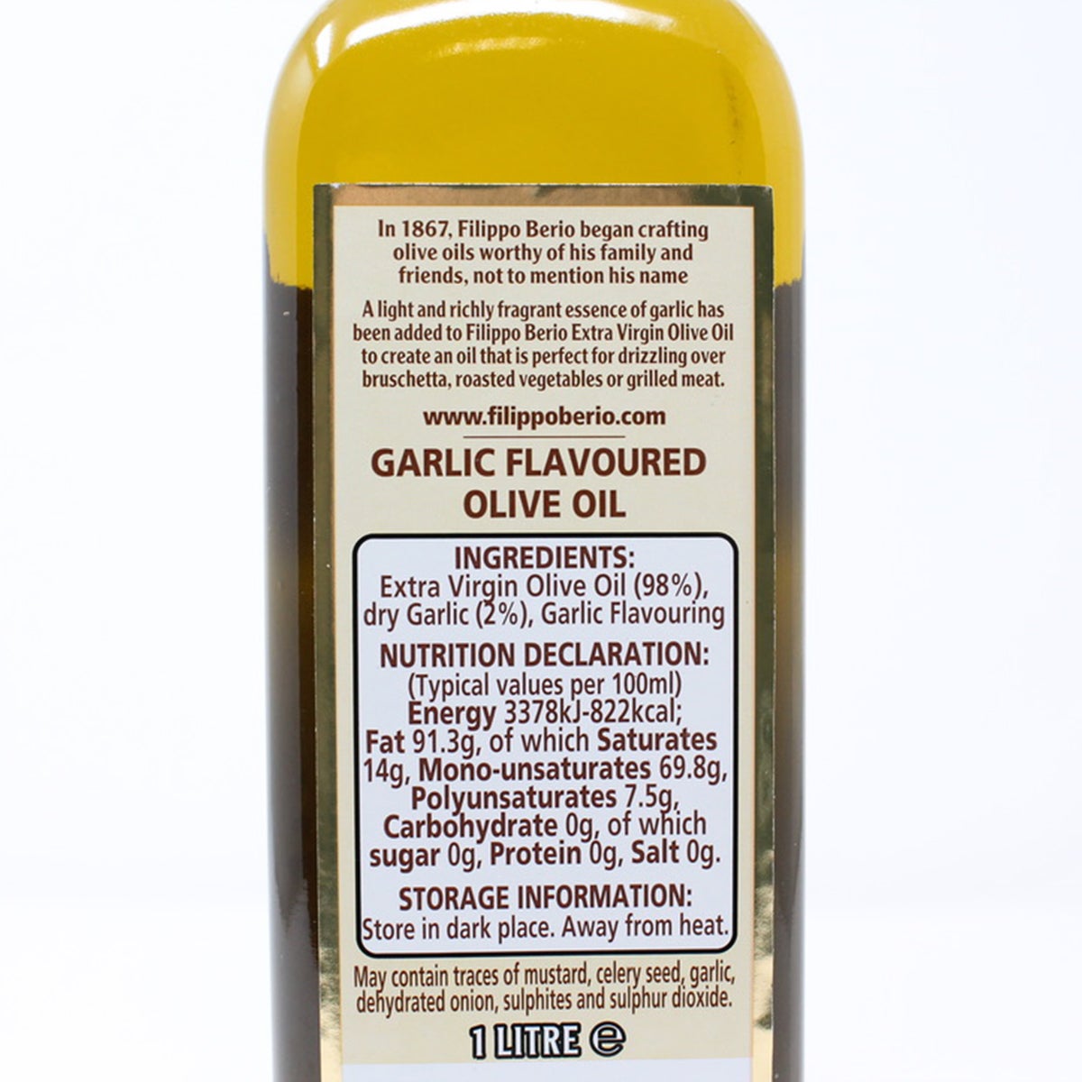 Filippo Berio Garlic Olive Oil 1L - British product
