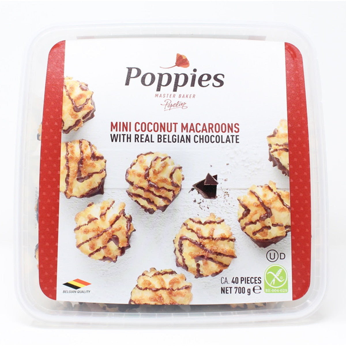 Poppies Mini Coconut Macaroons with Real Belgian Chocolate 700g, imported from the UK