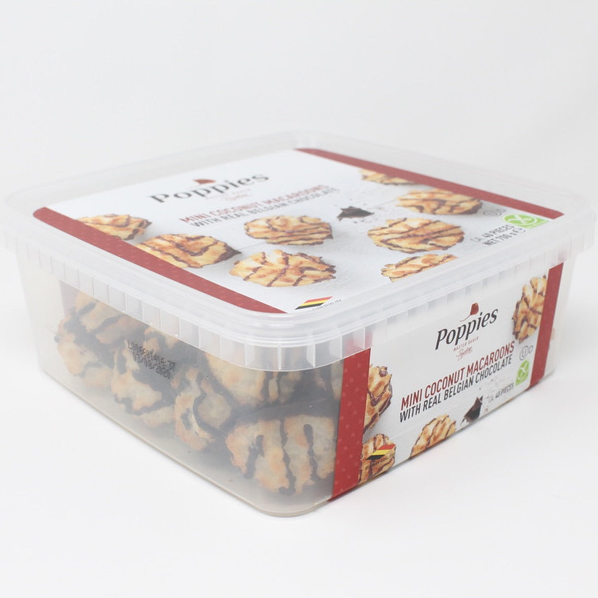 Poppies Mini Coconut Macaroons with Real Belgian Chocolate 700g, imported from the UK