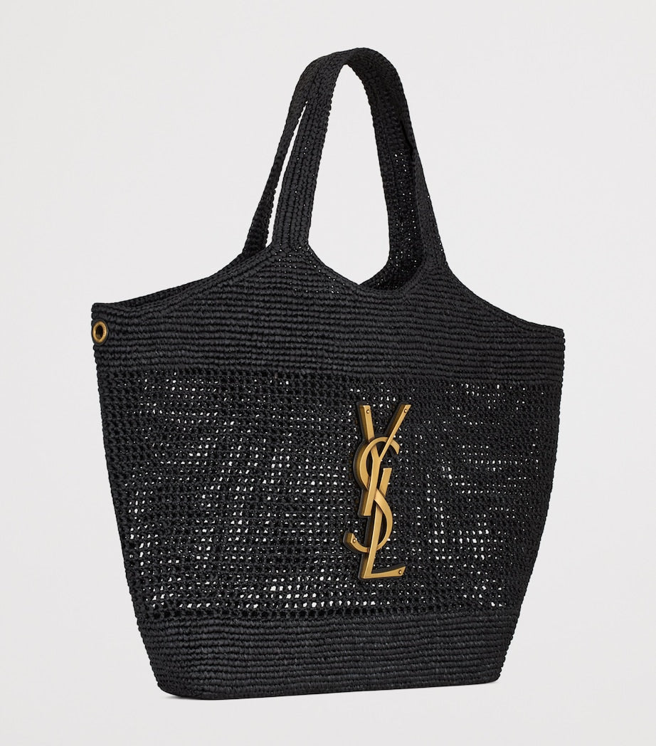 Saint Laurent Maxi Icare raffia tote bag (British brand)